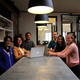 Six MBA interns at the Earnest headquarters in San Francisco. Pictured from left to right are Cathy Hsu (Chicago Booth), Sabina Robinov (Harvard), Saagar Kulkarni (Harvard), Gideon Silverman (Stanford), Eva Wei (Wharton), and Megan Terraforte (Wharton).